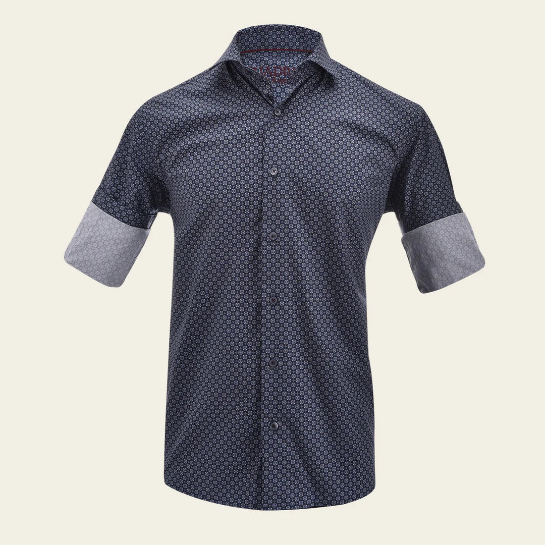 CM21029 - Cuadra navy geometric shirt for men