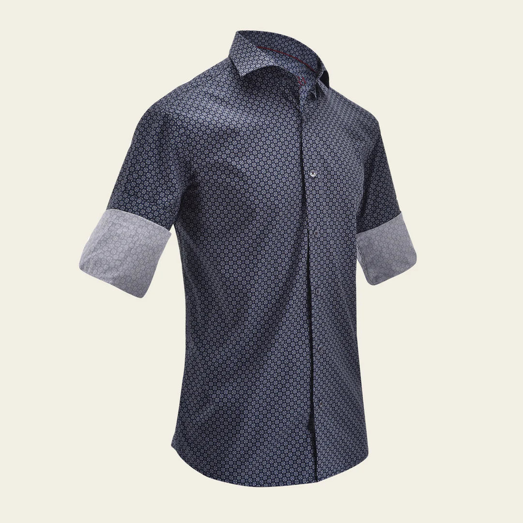 CM21029 - Cuadra navy geometric shirt for men