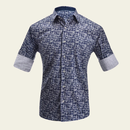 CM21069 - Cuadra navy abstract shirt for men