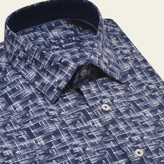 CM21069 - Cuadra navy abstract shirt for men