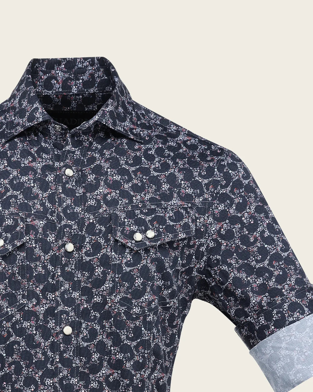 CMC1600 - Cuadra navy paisley print western snap shirt for men