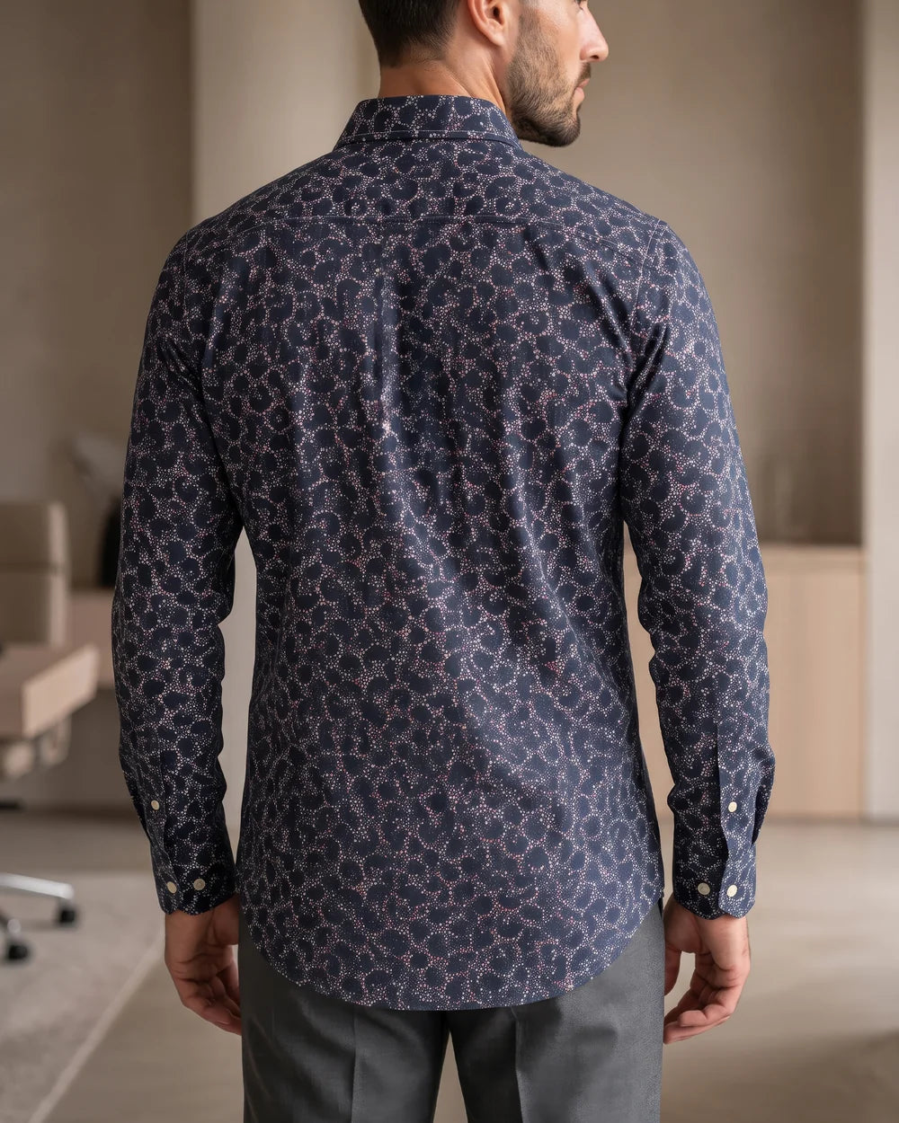CMC1600 - Cuadra navy paisley print western snap shirt for men