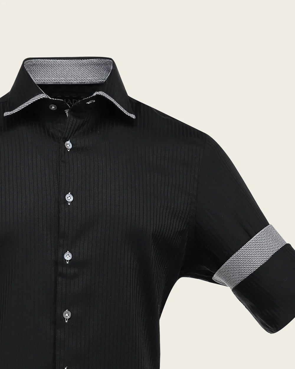 CMC3700 - Cuadra black tonal shadow stripe dress shirt with contrast trim for men