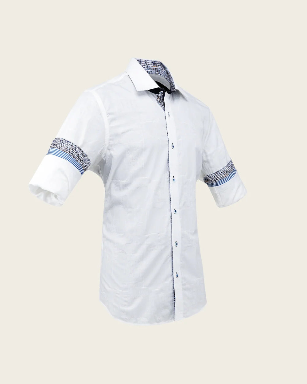 CMC5400 - Cuadra white jacquard long sleeve fashion shirt for men