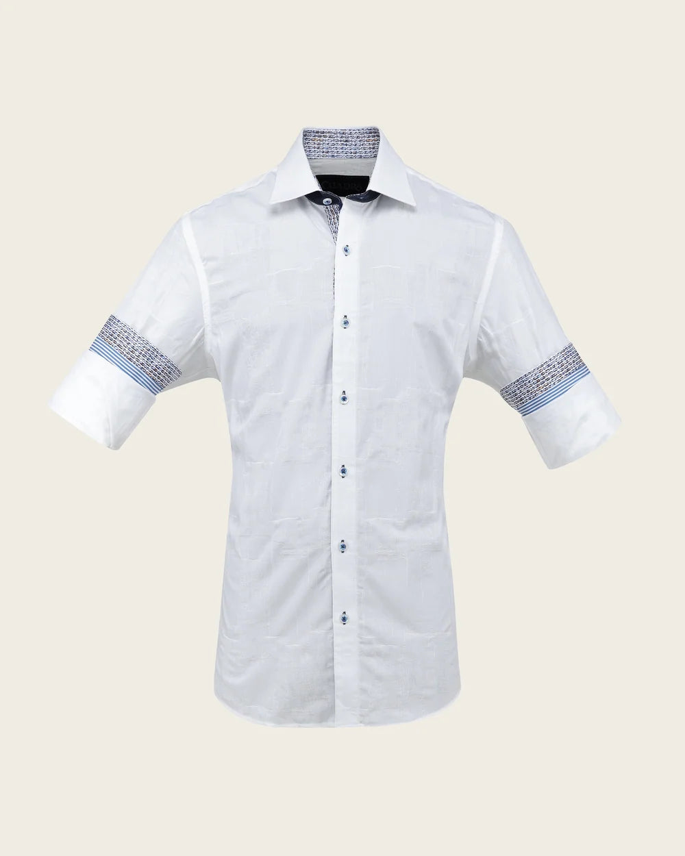 CMC5400 - Cuadra white jacquard long sleeve fashion shirt for men