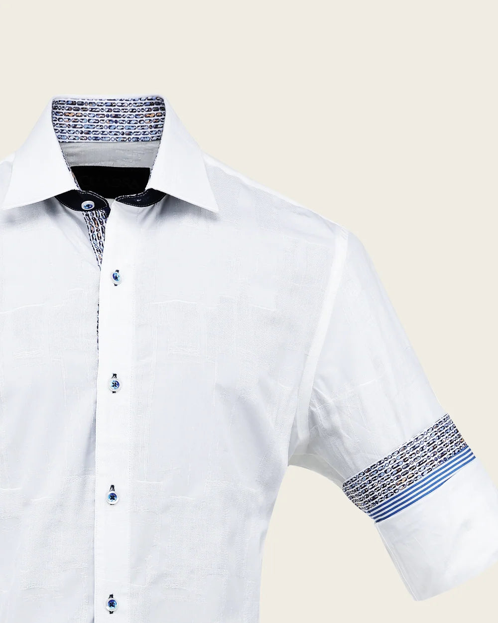 CMC5400 - Cuadra white jacquard long sleeve fashion shirt for men
