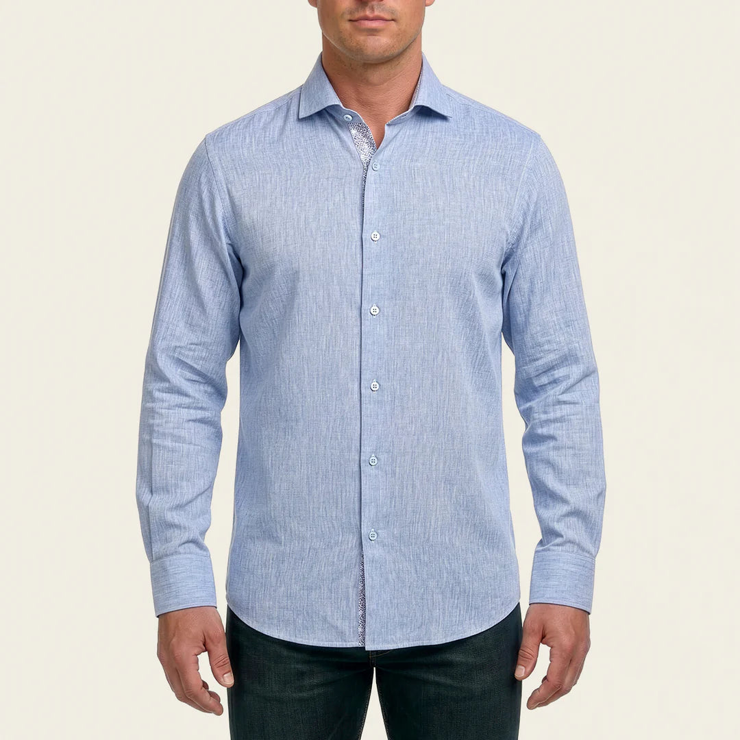 CMW017S - Cuadra blue fashion soft cotton blue shirt for men