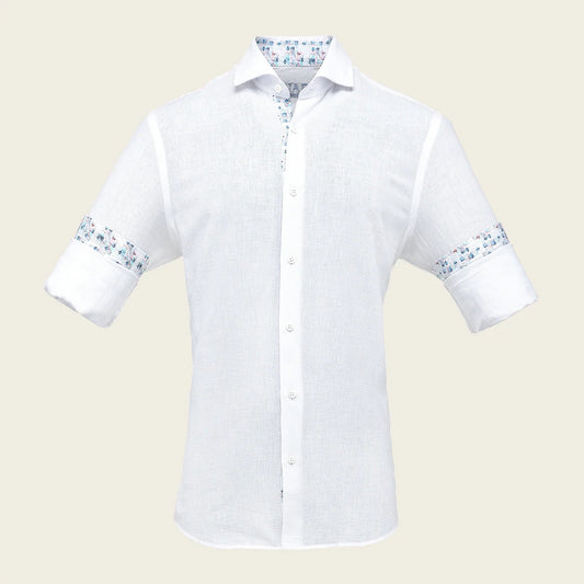 CMW017S - Cuadra white fashion soft cotton shirt for men