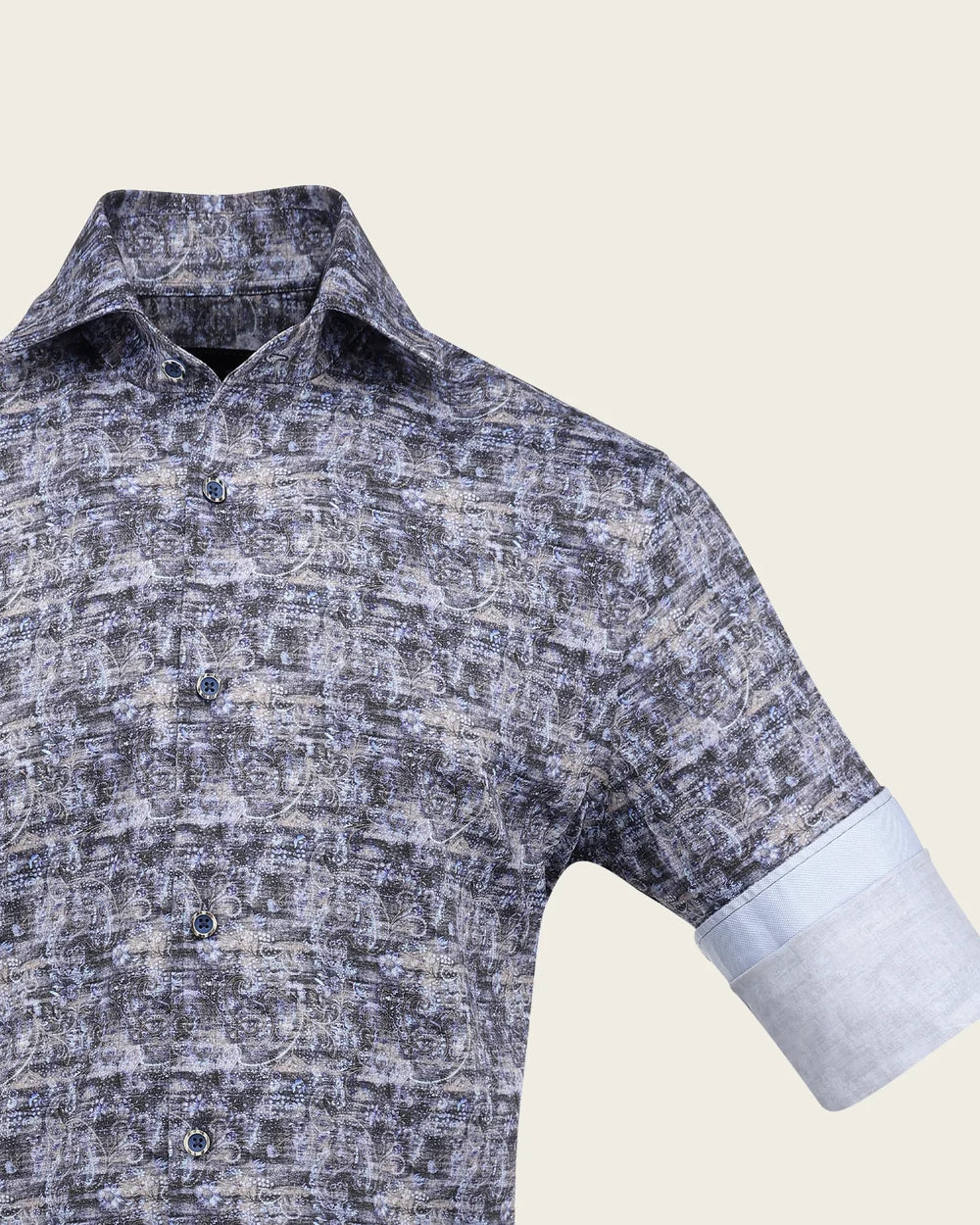 CMW2630 - Cuadra navy distressed paisley print fashion shirt for men