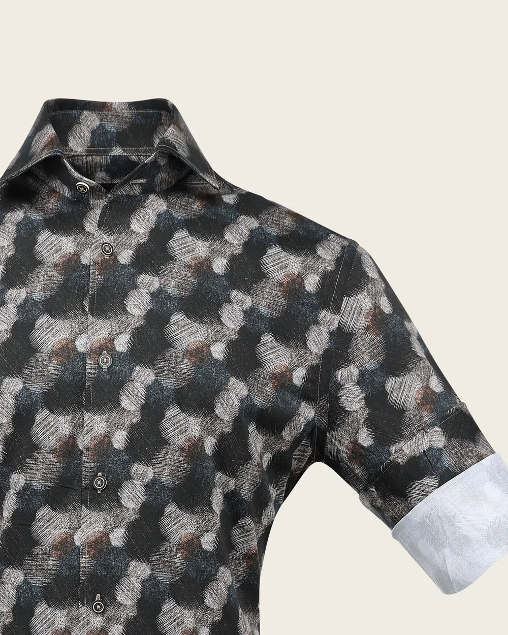 CMW2660 - Cuadra black brushstroke print fashion shirt for men