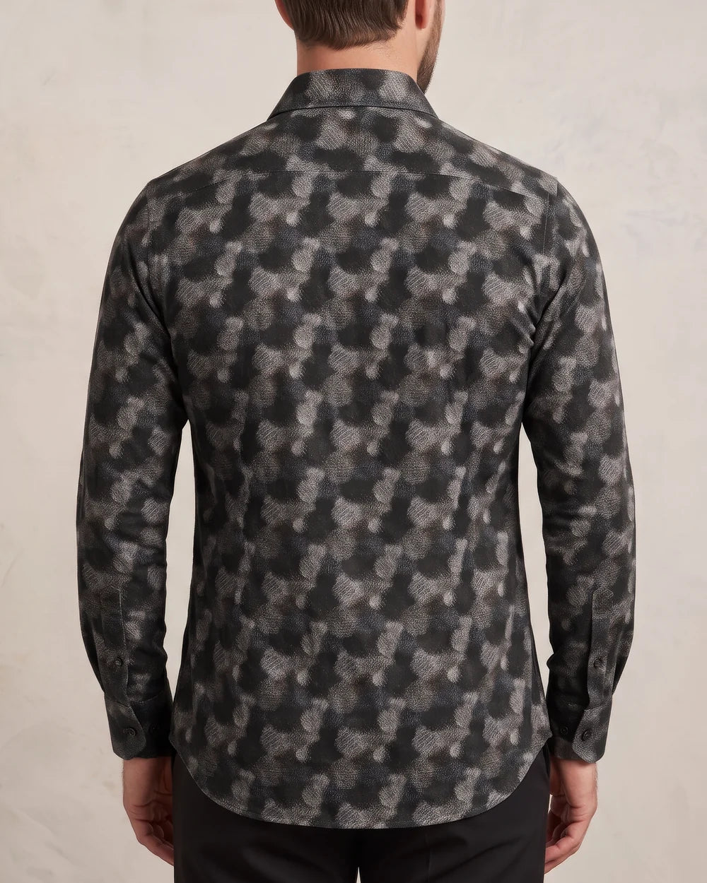 CMW2660 - Cuadra black brushstroke print fashion shirt for men