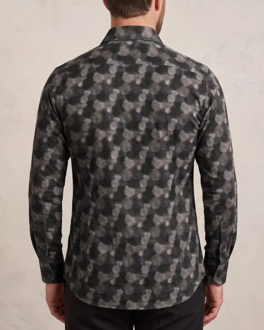 CMW2660 - Cuadra black brushstroke print fashion shirt for men