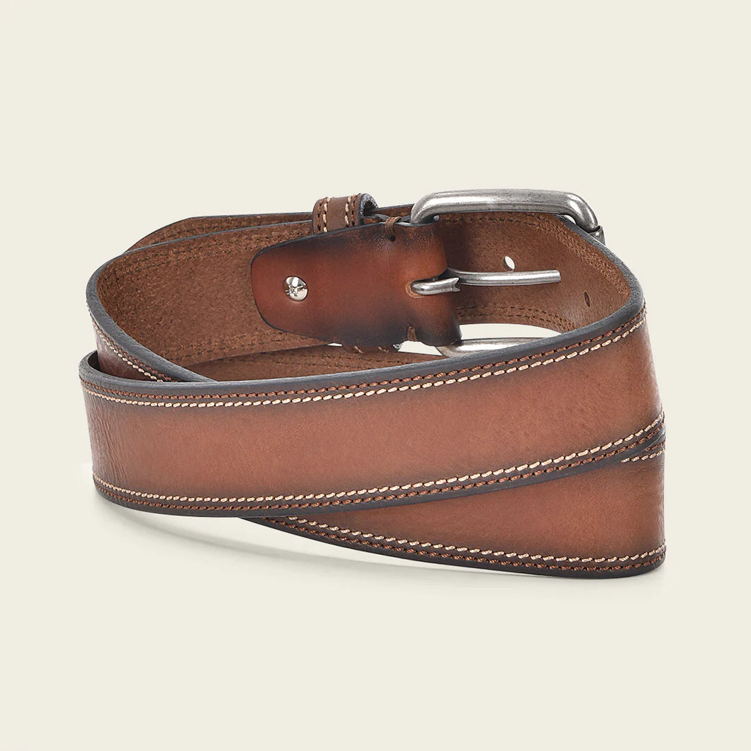 CS41051RS - Cuadra chocolate cowhide leather belt for men