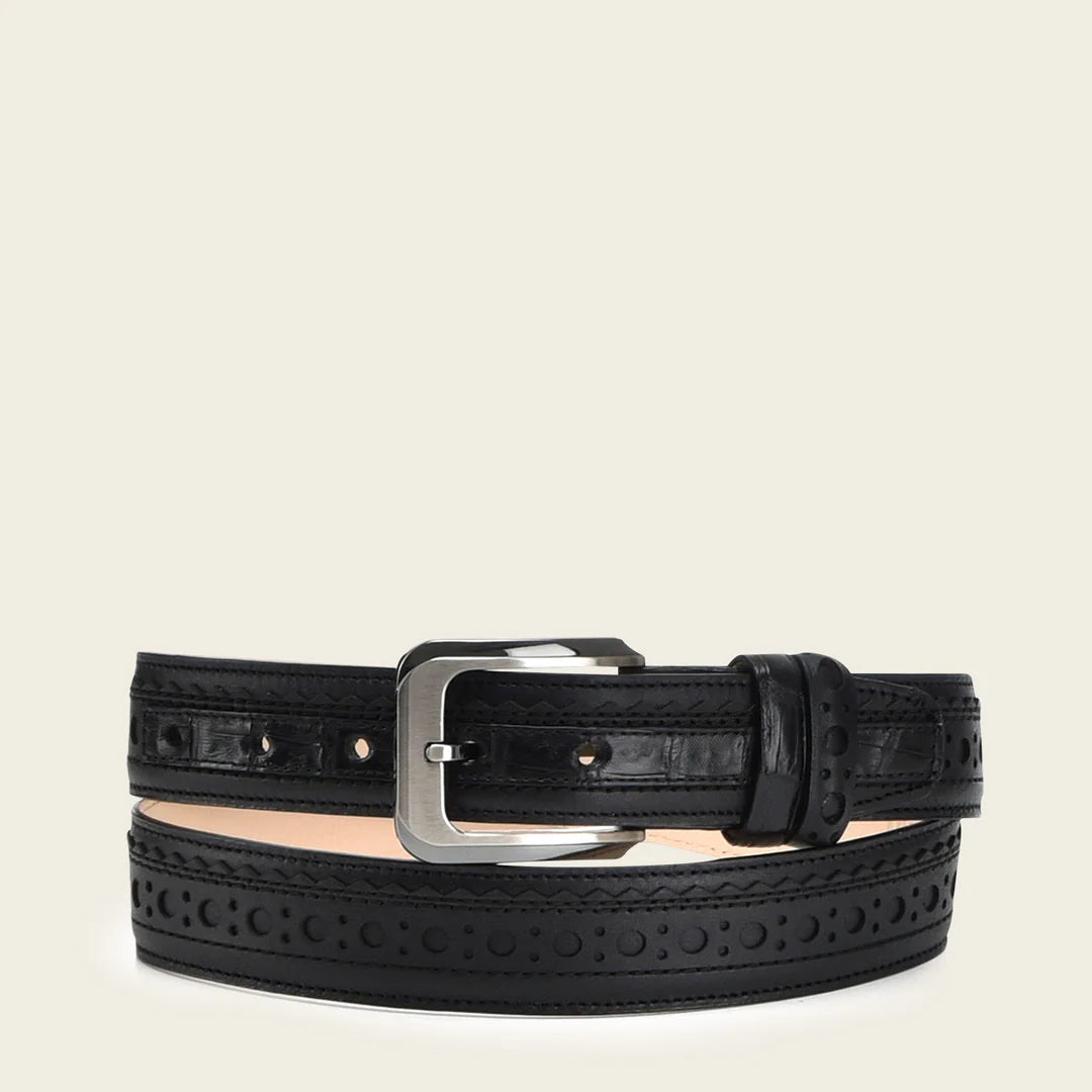 CS557FC - Cuadra black casual fashion caiman belt for men