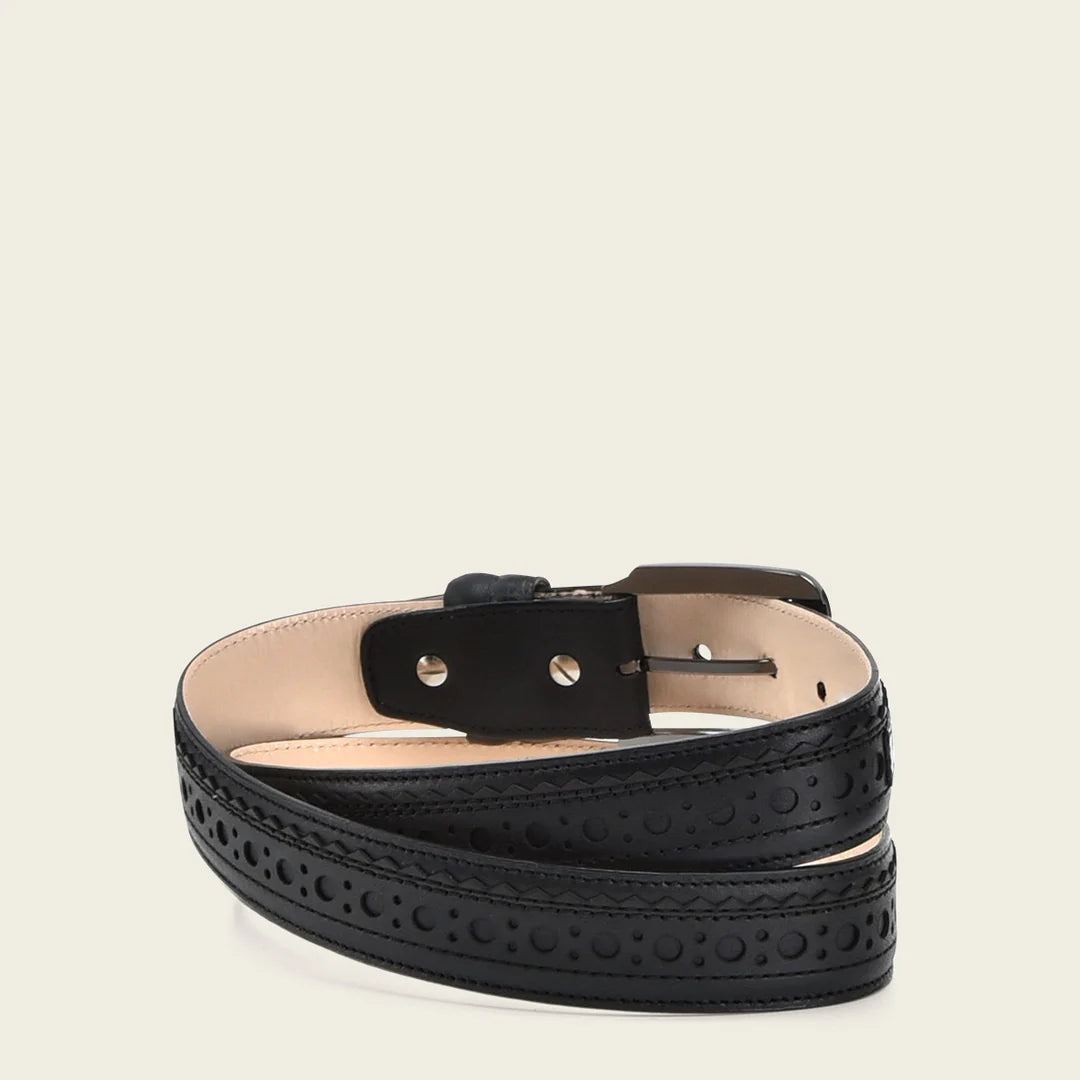 CS557FC - Cuadra black casual fashion caiman belt for men