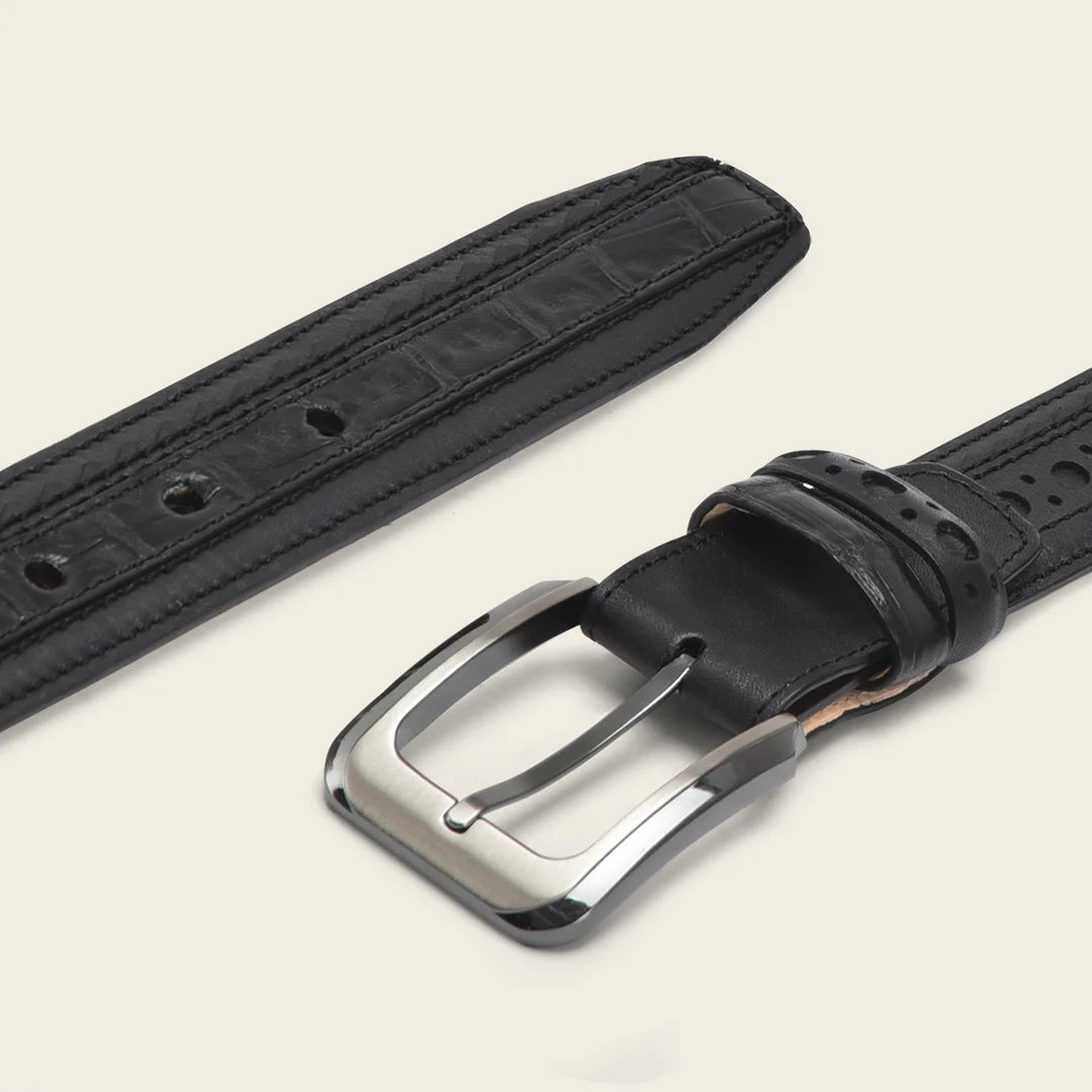 CS557FC - Cuadra black casual fashion caiman belt for men