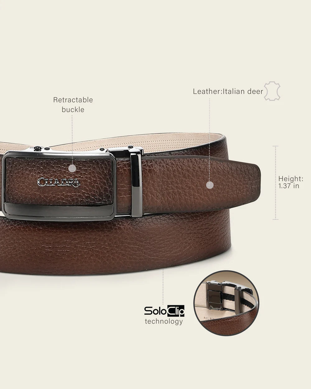 CS565VE - Cuadra honey casual fashion deer leather belt for men