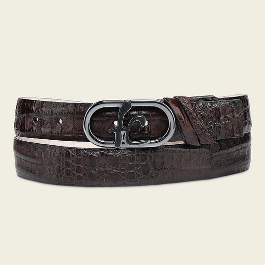 CS580FY - Cuadra Chocolate Casual Fashion Caiman Leather Belt for Men