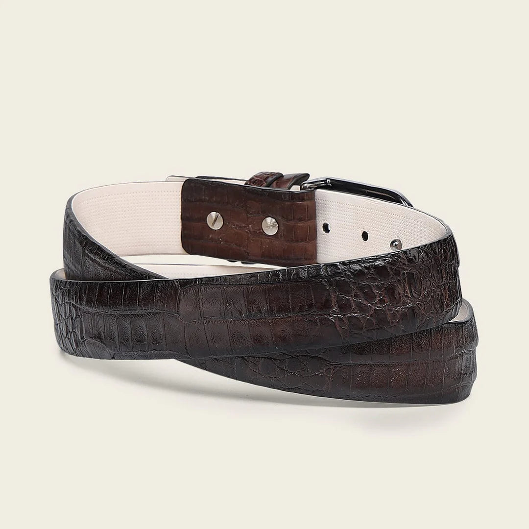 CS580FY - Cuadra Chocolate Casual Fashion Caiman Leather Belt for Men