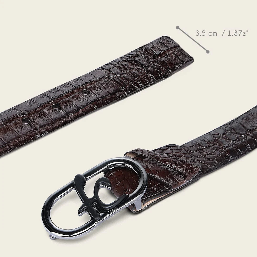 CS580FY - Cuadra Chocolate Casual Fashion Caiman Leather Belt for Men