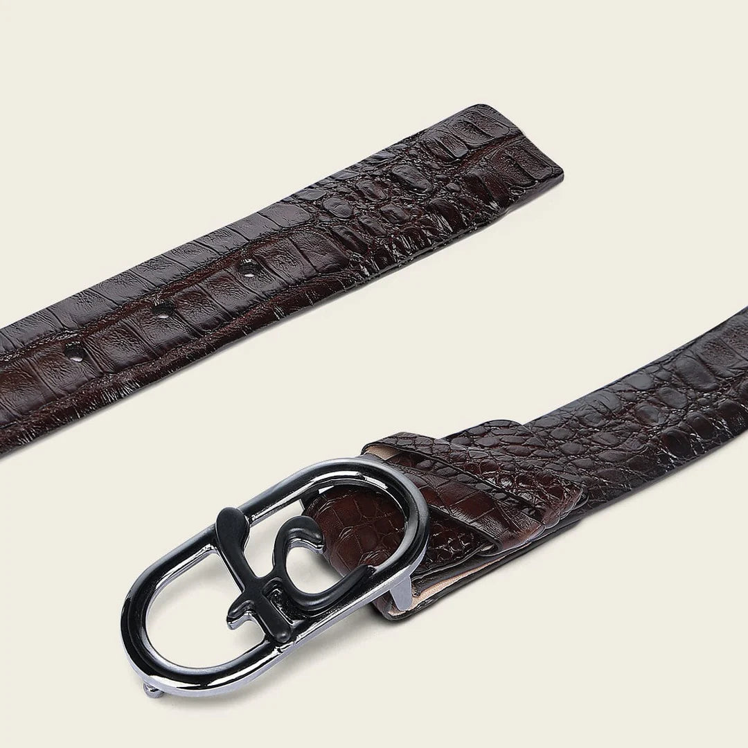 CS580FY - Cuadra Chocolate Casual Fashion Caiman Leather Belt for Men