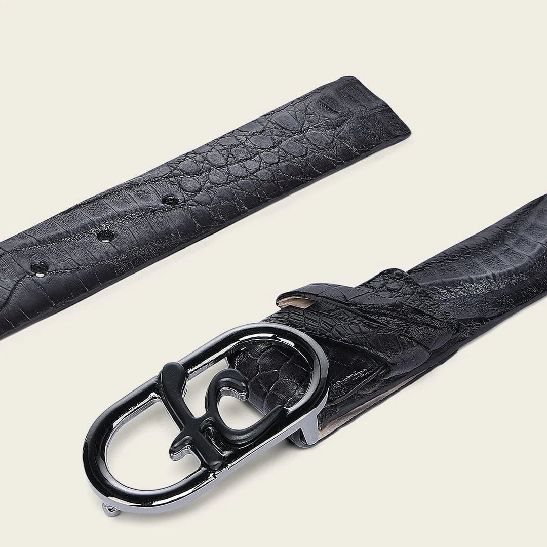 CS580FY - Cuadra Black Casual Fashion Caiman Leather Belt for Men