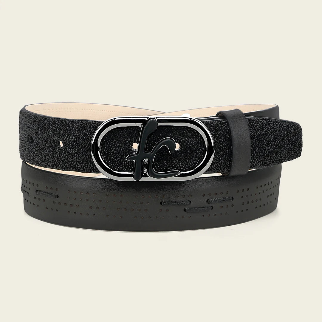 CS579MA - Franco Cuadra Black Western Fashion Stingray Belt for Men