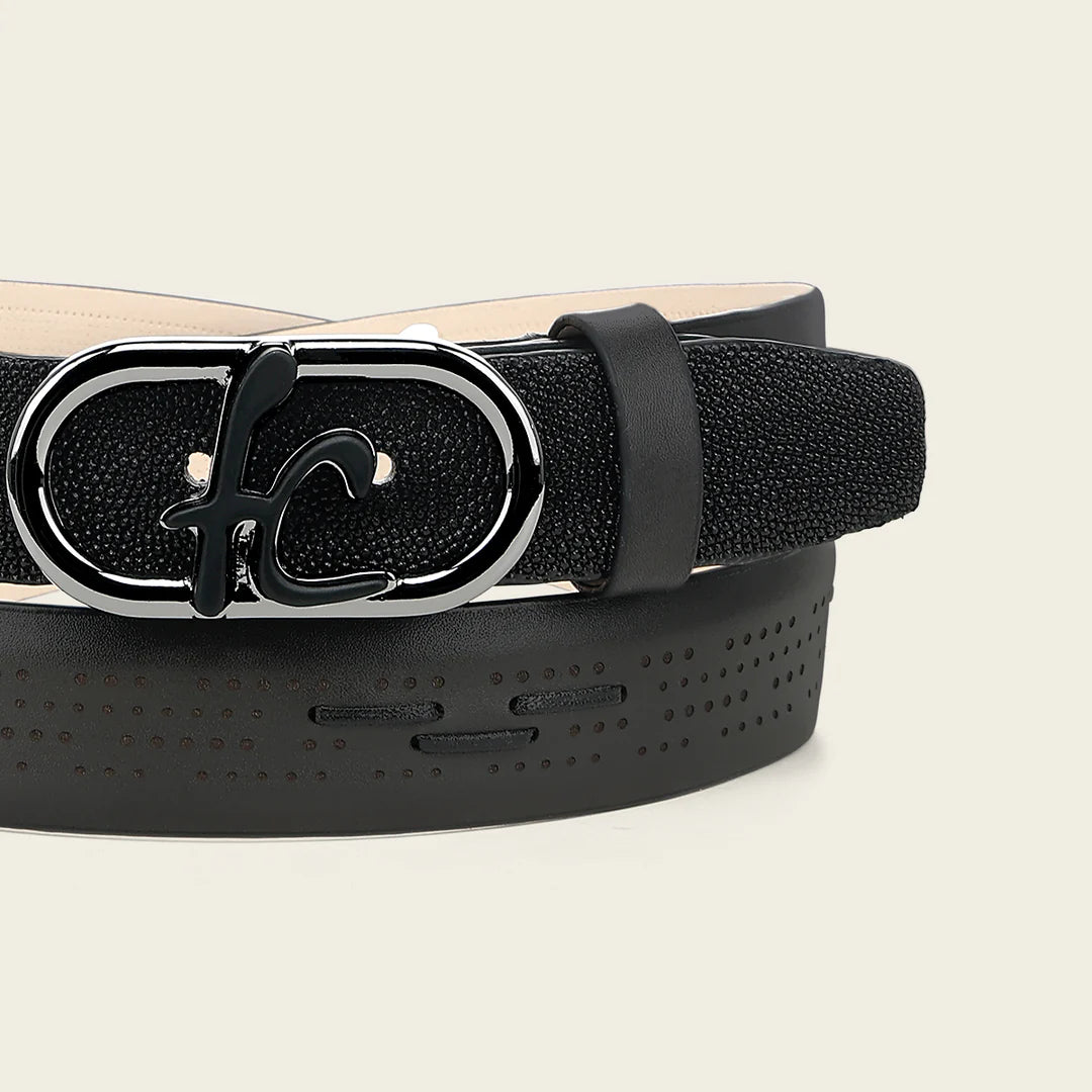 CS579MA - Franco Cuadra Black Western Fashion Stingray Belt for Men
