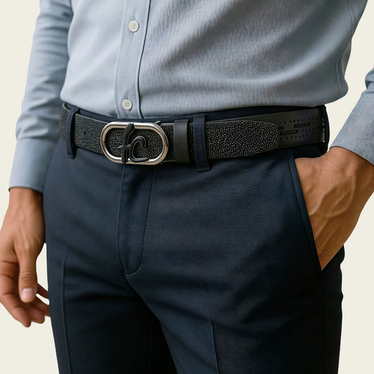 CS579MA- Franco Cuadra black western fashion Stingray belt for men