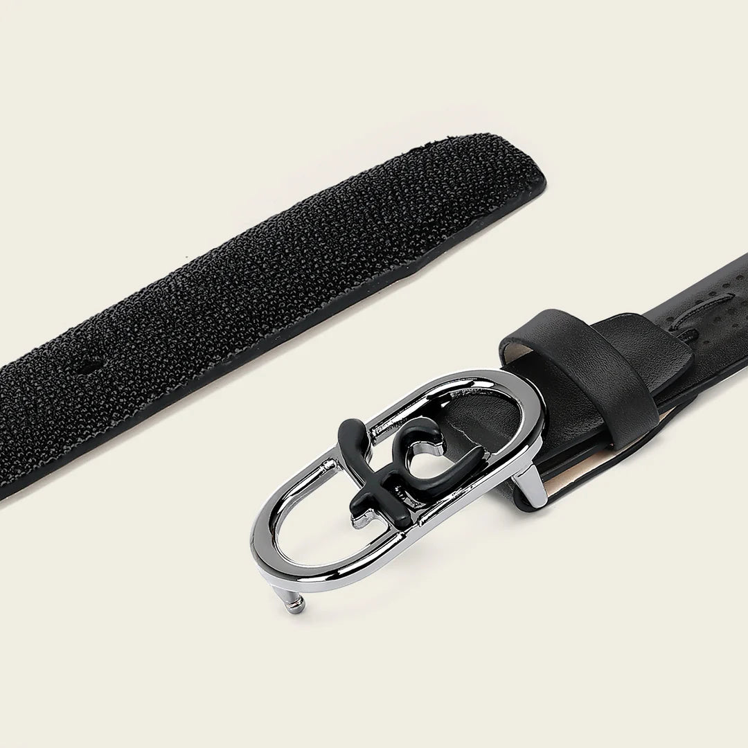 CS579MA - Franco Cuadra Black Western Fashion Stingray Belt for Men