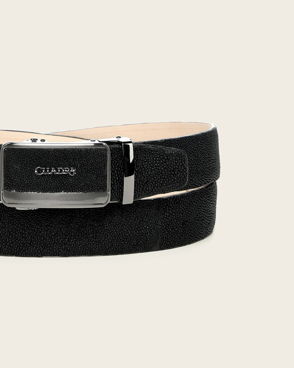 CS586MA - Cuadra black genuine stingray leather ratchet belt for men
