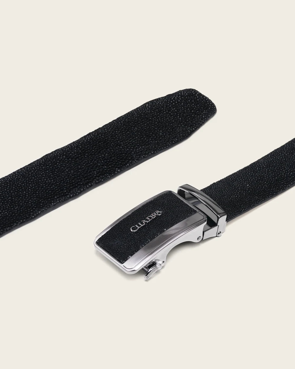CS586MA - Cuadra black genuine stingray leather ratchet belt for men