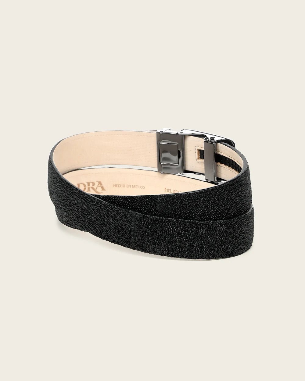 CS586MA - Cuadra black genuine stingray leather ratchet belt for men