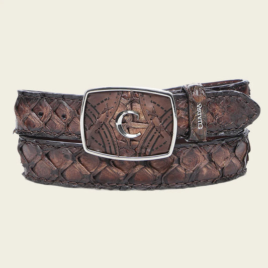 CV464PR - Cuadra honey cowboy western pirarucu leather belt for men