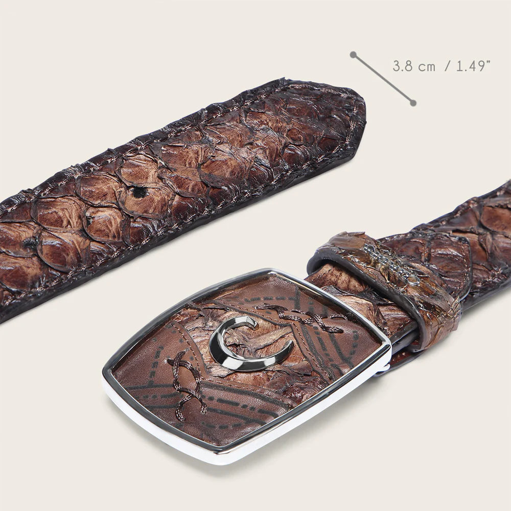 CV464PR - Cuadra honey cowboy western pirarucu leather belt for men