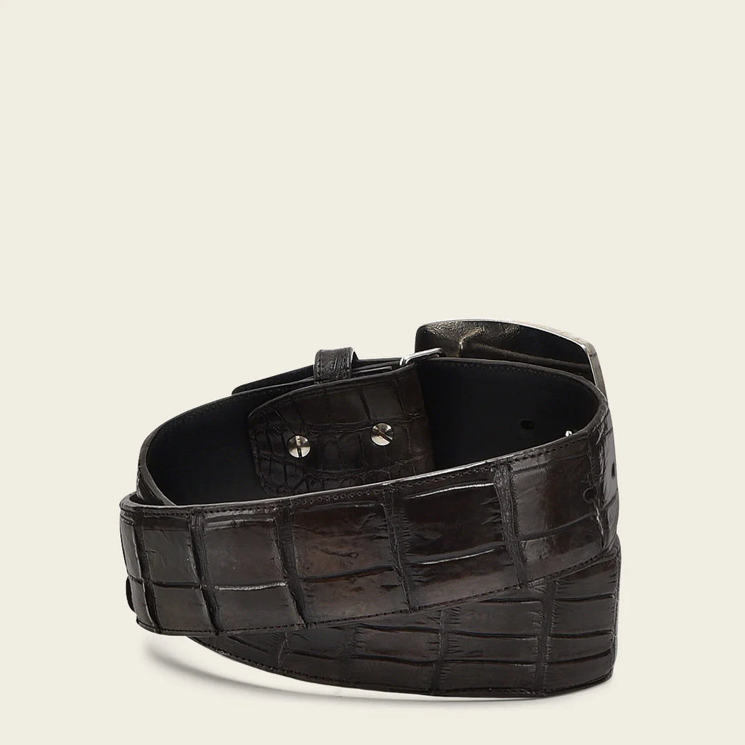 Cuadra black casual fashion alligator leather belt for men