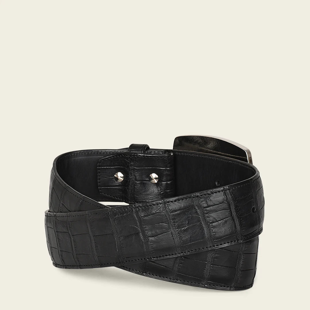 CV500AL - Cuadra black alligator leather belt for men