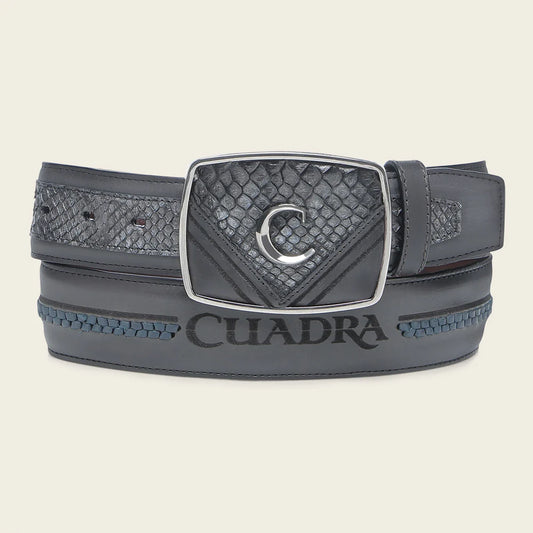 CV507PH - Cuadra black casual fashion python skin belt for men