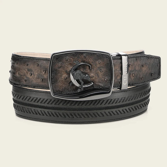 CV516A1 - Cuadra black western fashion Ostrich belt for men