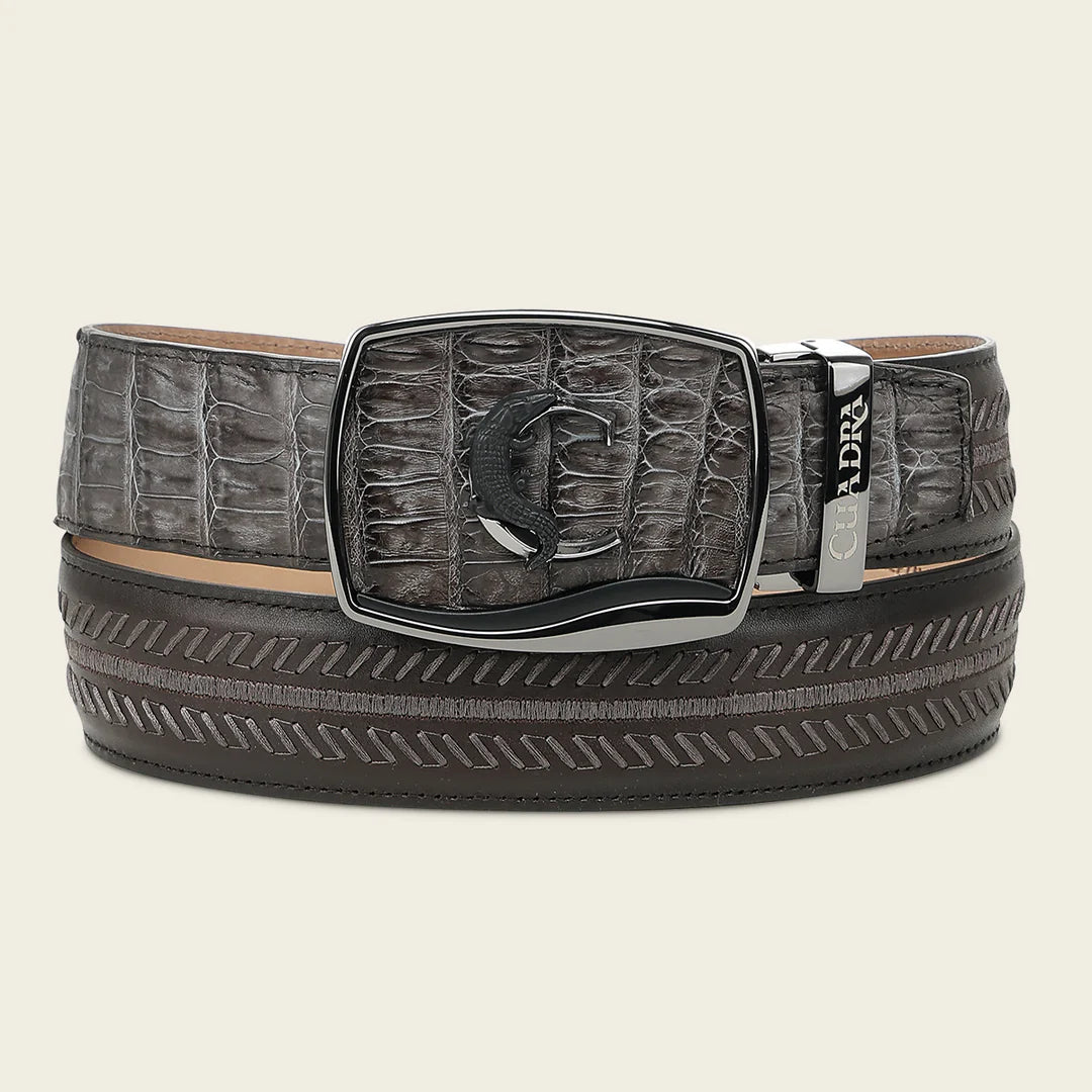 CV516FY - Cuadra Gray Western Fashion Caiman Belt for Men