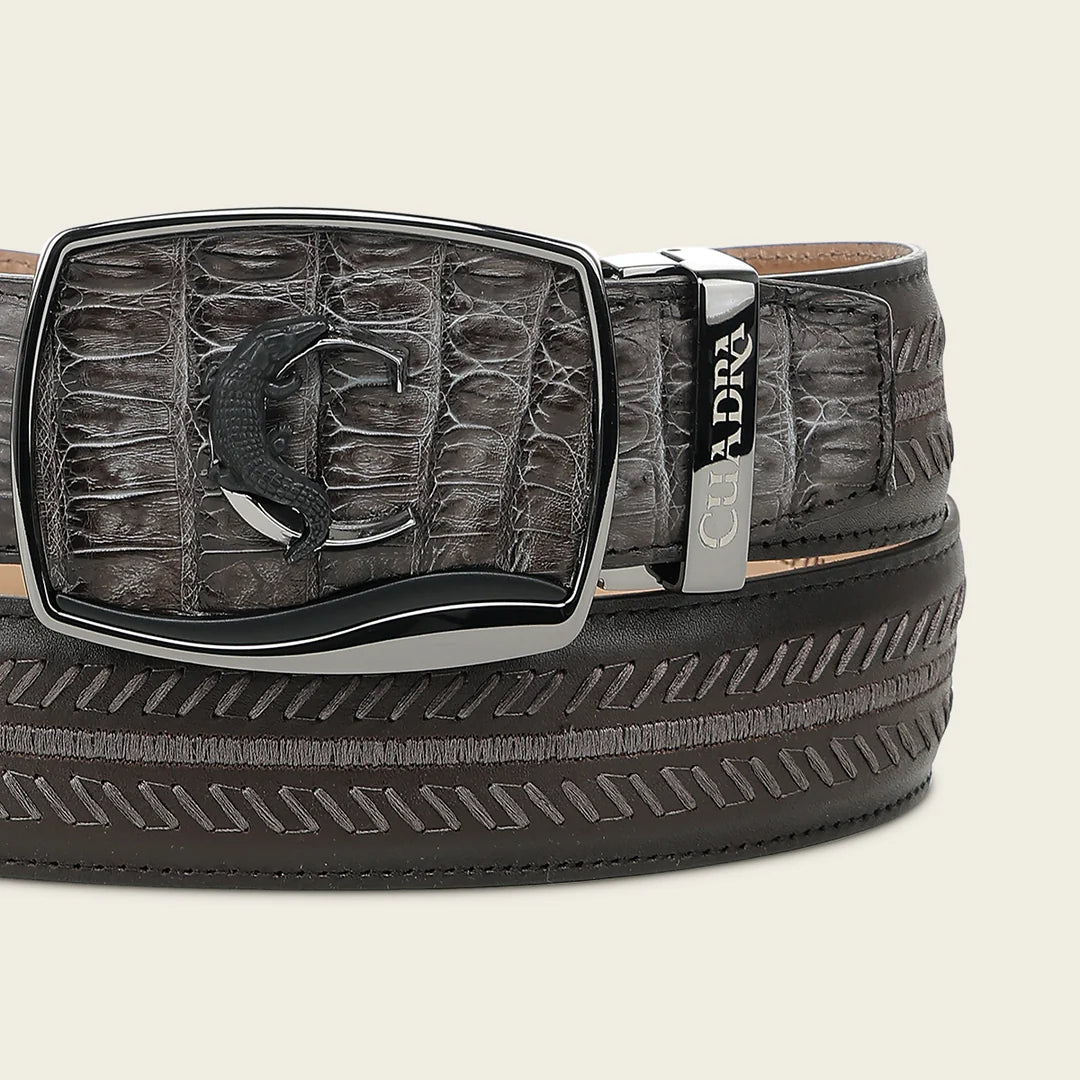 CV516FY - Cuadra Gray Western Fashion Caiman Belt for Men