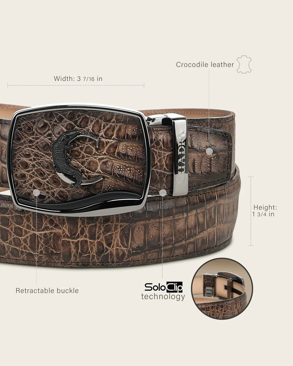 CV519FY - Cuadra brown western fashion caiman belt for men