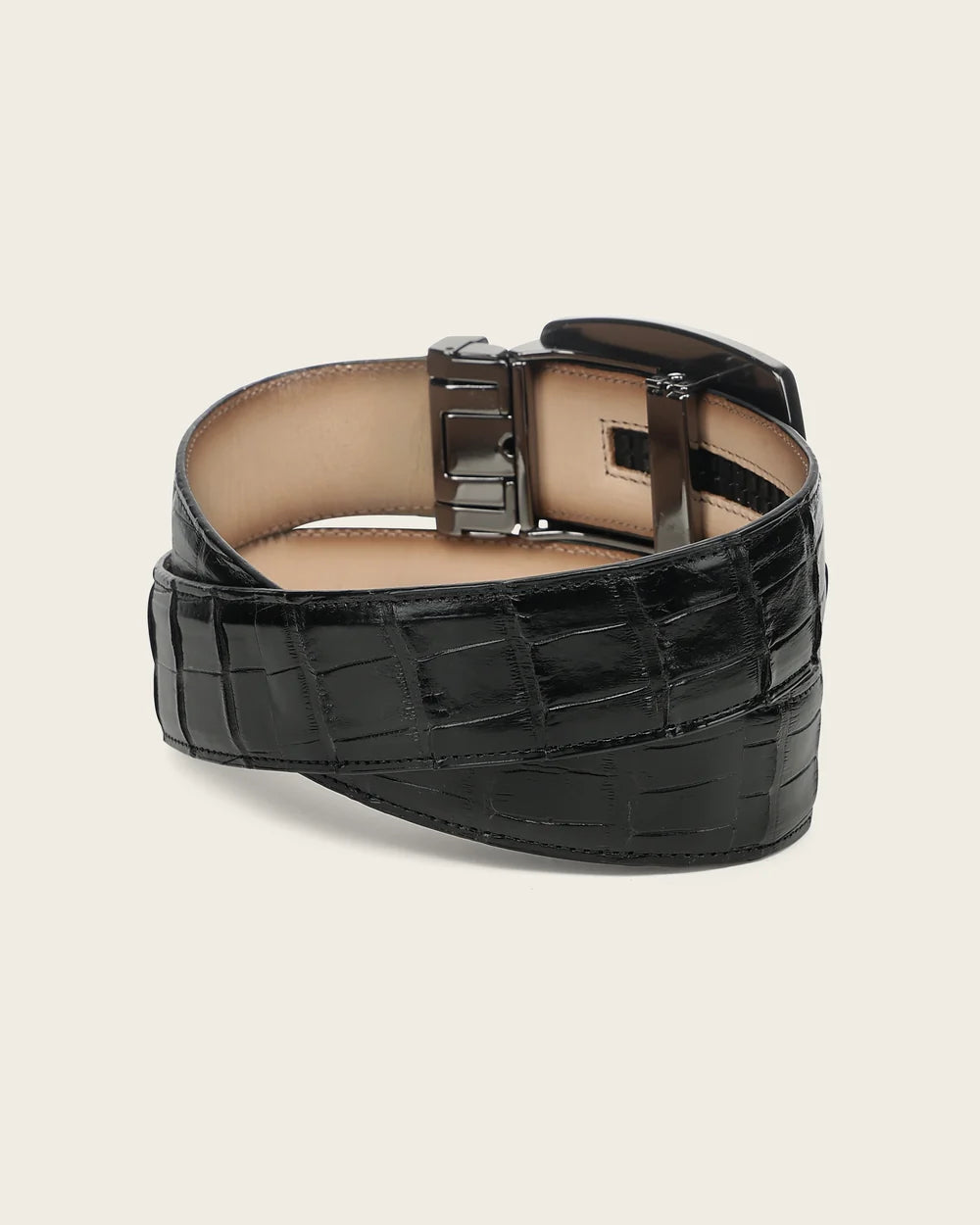 CV520AL - Cuadra black alligator leather belt for men