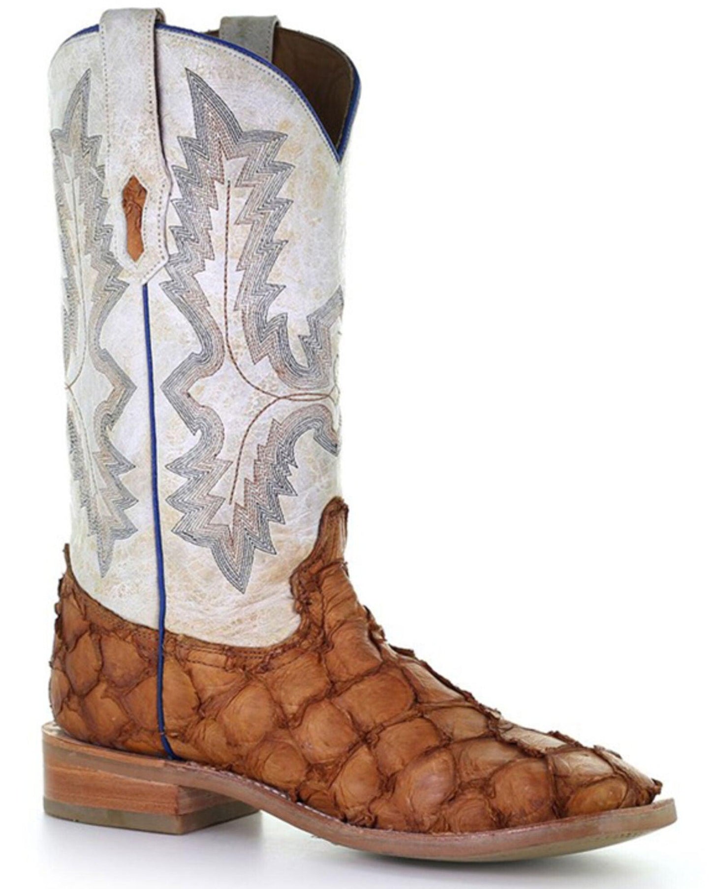 A4050-D Corral brown Pirarucu Fish skin rodeo boots for men-Kuet.us