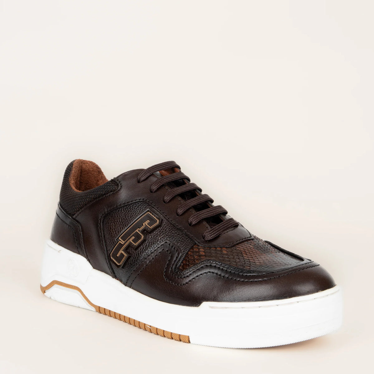 54QPBTS - Cuadra Chocolate Casual Fashion Python Skin Sneakers for Men
