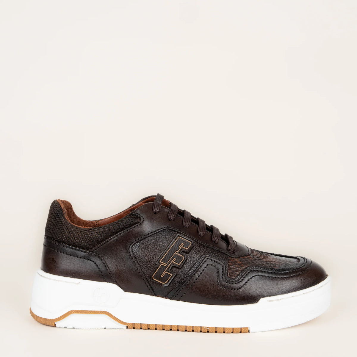 54QPBTS - Cuadra Chocolate Casual Fashion Python Skin Sneakers for Men