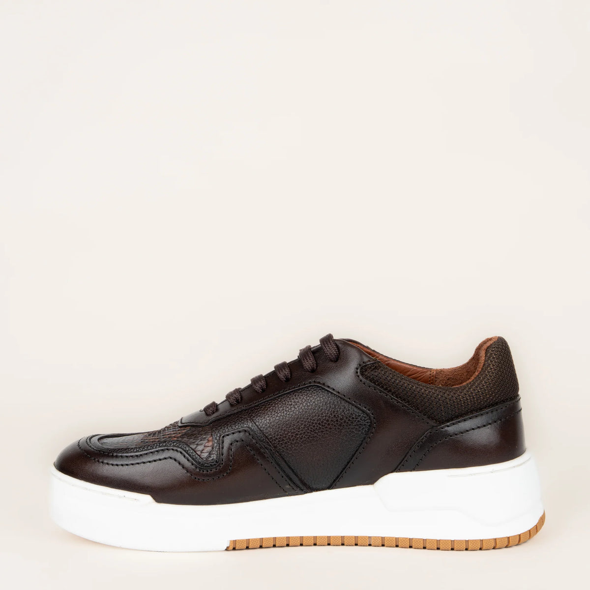 54QPBTS - Cuadra Chocolate Casual Fashion Python Skin Sneakers for Men
