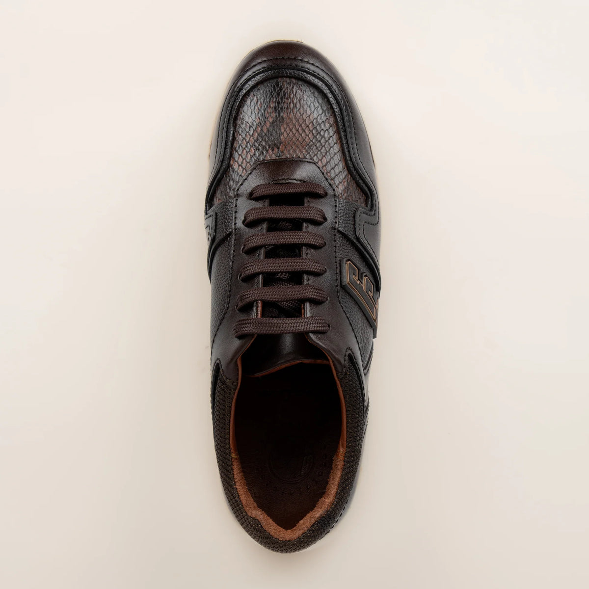 54QPBTS - Cuadra Chocolate Casual Fashion Python Skin Sneakers for Men