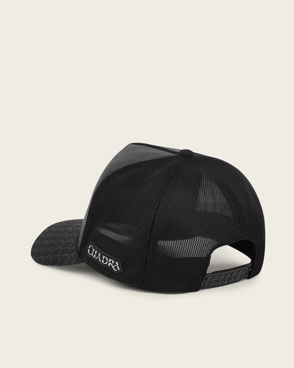 G0096FY - Cuadra black trucker cap with genuine caiman leather patch for men