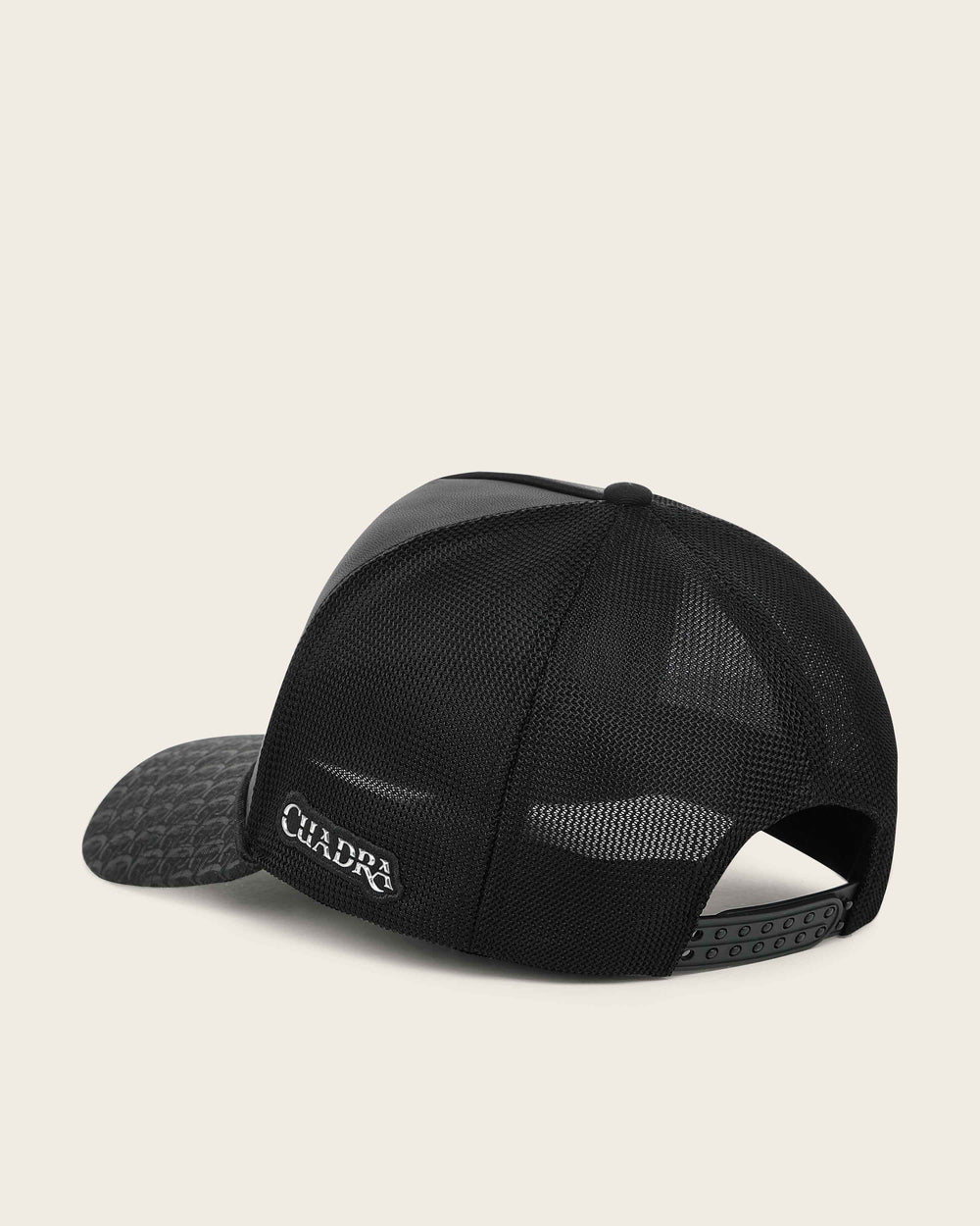 G0096MA - Cuadra black trucker cap with genuine stingray leather patch for men